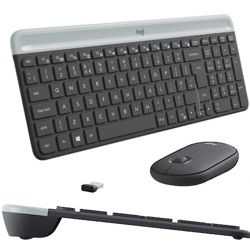 KIT TECLADO Y MOUSE LOGITECH INALAMBRICOS MK470 SLIM COMBO ESPANOL GRAPHITE