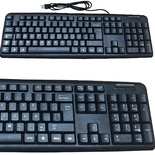 TECLADO USB PERFORMANCE EN ESPANOL NEGRO KEQ-022