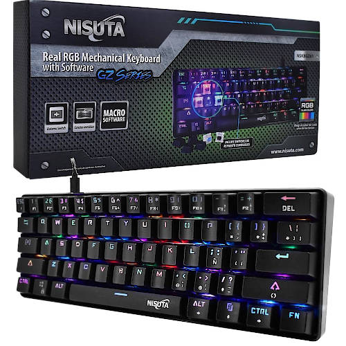 TECLADO GAMER NISUTA MECANICO ESPANOL NSKBGZ61 SWITCH AZUL RETROILUMINADO