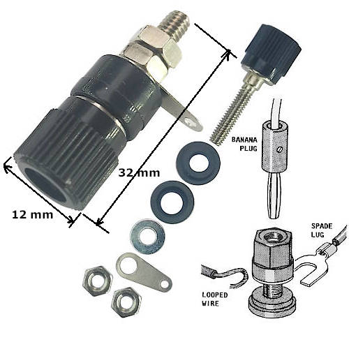 FICHA BANANA HEMBRA JACK TIPO BINDING POST mini A CHASIS NEGRO