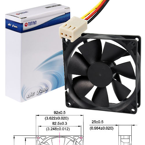 FAN 92mm 3PIN 25mm ESPESOR 2200RPM BUJE 12V TITAN FAN 92mm 3PIN 25mm ESPESOR 2200RPM BUJE 12V TITAN