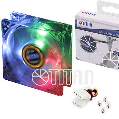 FAN 80mm LUZ LED TRIC 3PIN+ADPT 2000RPM RULEMAN TITAN