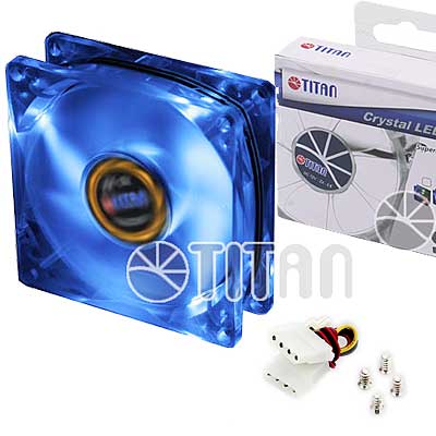 FAN 80mm LUZ LED AZUL 3PIN+ADPT 2000RPM RULEMAN TITAN FAN 80mm LUZ LED AZUL 3PIN+ADPT 2000RPM RULEMAN TITAN