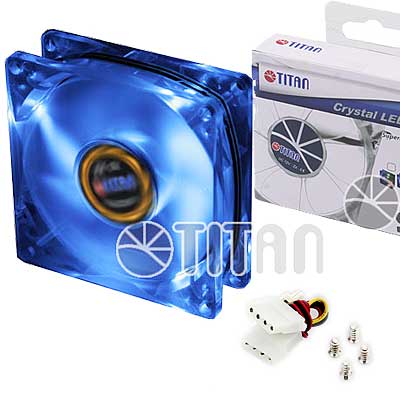 FAN 80mm LUZ LED AZUL 3PIN+ADPT 2000RPM RULEMAN TITAN