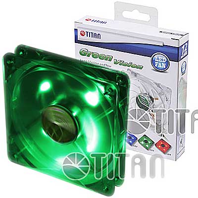 FAN 120mm LED VERDE 3PIN+ADPT 25mm ESPESOR 1000RPM RULEM TITAN