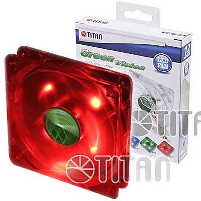 FAN 120mm LED ROJO 3PIN+ADPT 25mm ESPESOR 1000RPM RULEM TITAN