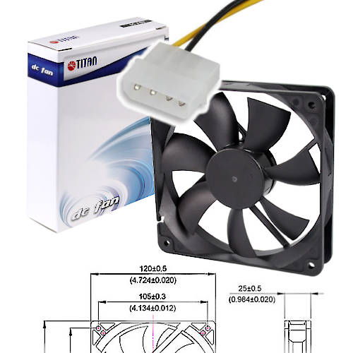 FAN 120mm MOLEX 25mm ESPESOR 2000RPM BUJE TITAN