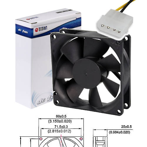 FAN 80mm MOLEX 25mm ESPESOR 2500RPM BUJE TITAN