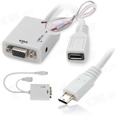 ADAPTADOR CONVERSOR MICRO USB MHL / VGA (P/CONECTAR CELULARES COMPATIBLES CON MHL)