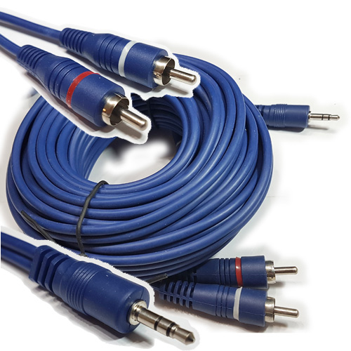 CABLE MINIPLUG 3,5 ESTEREO MACHO-RCA MACHO DOBLE 6 MTS LUJO