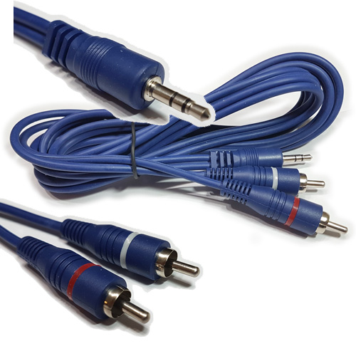 CABLE MINIPLUG 3,5 ESTEREO MACHO-RCA MACHO DOBLE 0,9 MTS LUJO