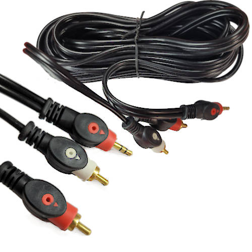 CABLE MINIPLUG 3,5 ESTEREO MACHO-RCA MACHO DOBLE 8 MTS LUJO NEGRO