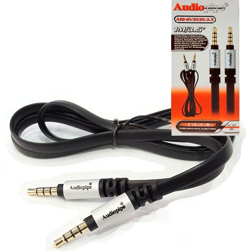 CABLE MINIPLUG 3,5 4 POLOS MACHO-MACHO 1 MT AUDIOPIPE AIQ ALTA CALIDAD