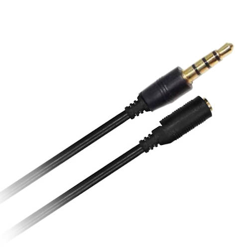 CABLE MINIPLUG 3,5 4 POLOS MACHO-HEMBRA 1m NISUTA NEGRO CABLE MINIPLUG 3,5 4 POLOS MACHO-HEMBRA 1m NISUTA NEGRO