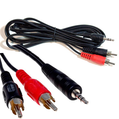 CABLE MINIPLUG 3,5 ESTEREO MACHO-RCA MACHO DOBLE 0,9 MTS ESTANDAR