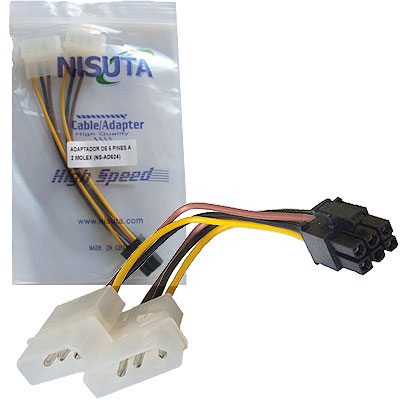 CABLE POWER MOLEX MACHx2 A PCI-E 6 PIN NISUTA CABLE POWER MOLEX MACHx2 A PCI-E 6 PIN NISUTA
