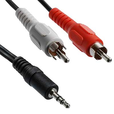 CABLE MINIPLUG 3,5 ESTEREO MACHO-RCA MACHO DOBLE 2 MTS ESTANDAR