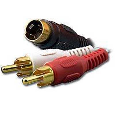 CABLE MINIDIN 4PIN MACHO A 2 RCA 1,5 MTS