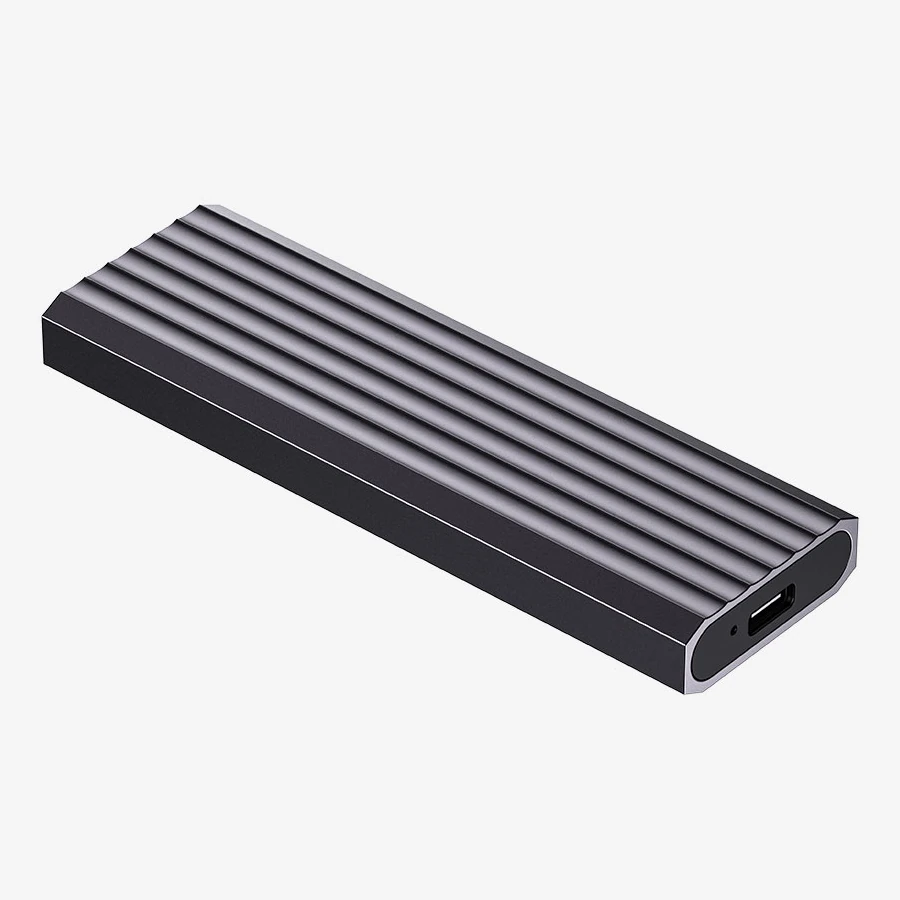 Vista lateral de Case Para Disco SSD M.2 Nvme O Sata Usb 3.1 Gen2 10 Gbps Hiksemi MDC1 USB-C Aluminio