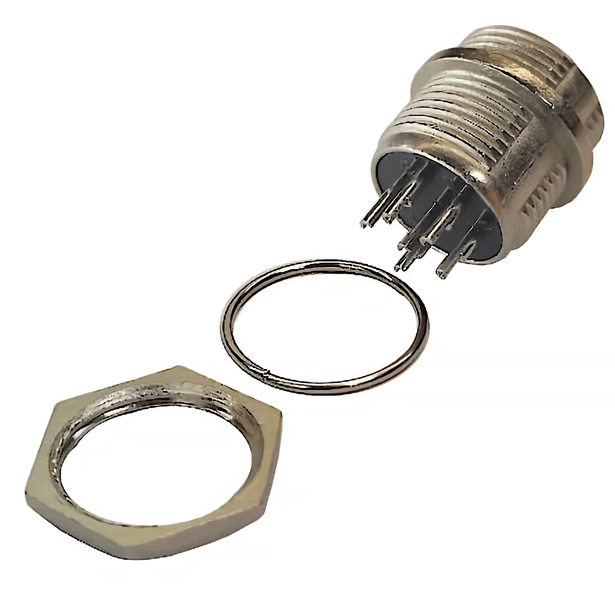 Vista lateral de Ficha Conector Gx16 6 Pines Macho Aviacion A Chasis
