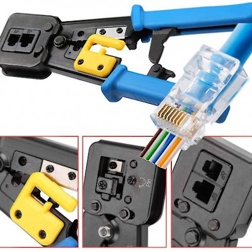 PINZA CRIMPEADORA PARA RJ45 RJ12 y RJ11 SISTEMA RAPIDFIT