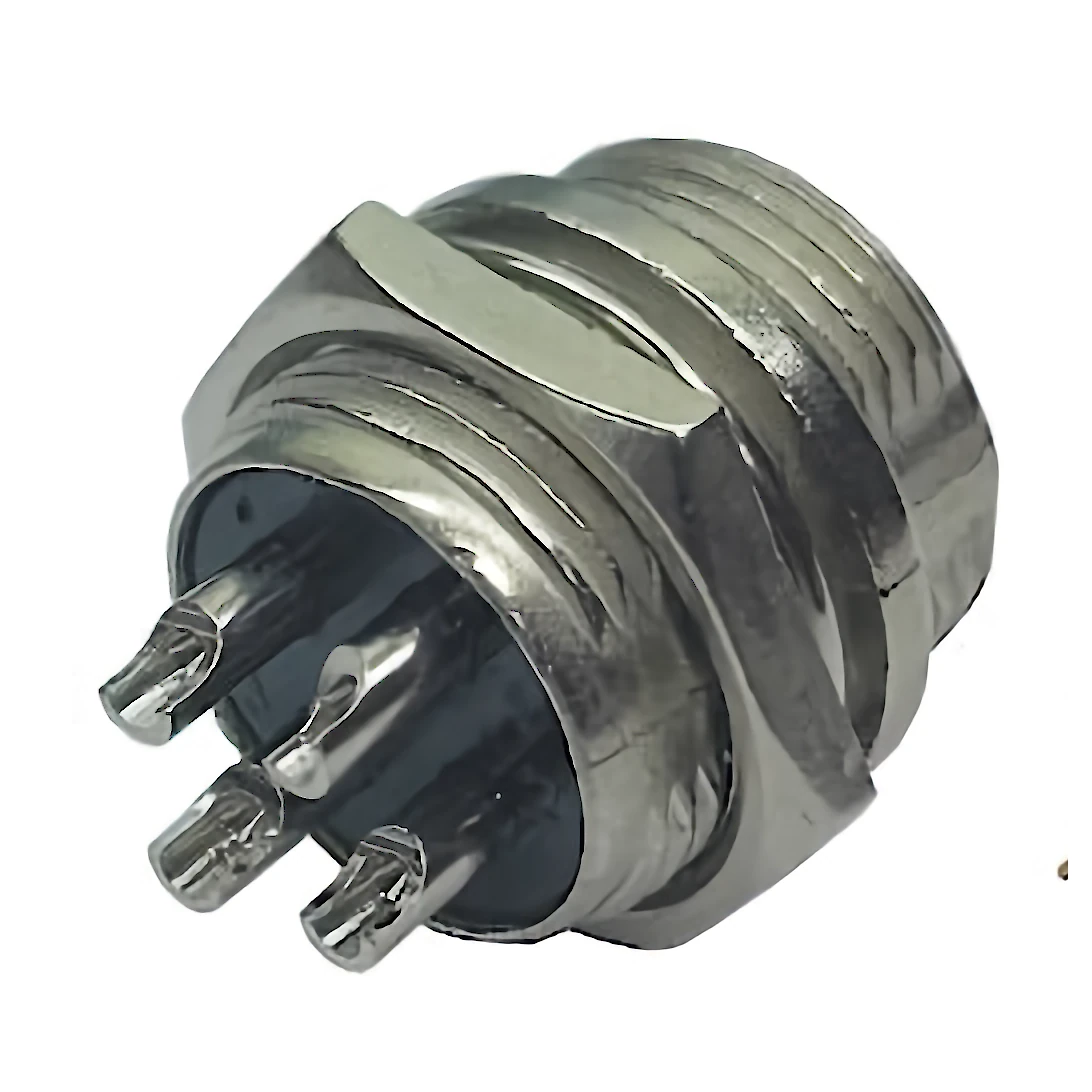 Vista lateral de Ficha Conector Gx16 4 Pines Macho Aviacion A Chasis