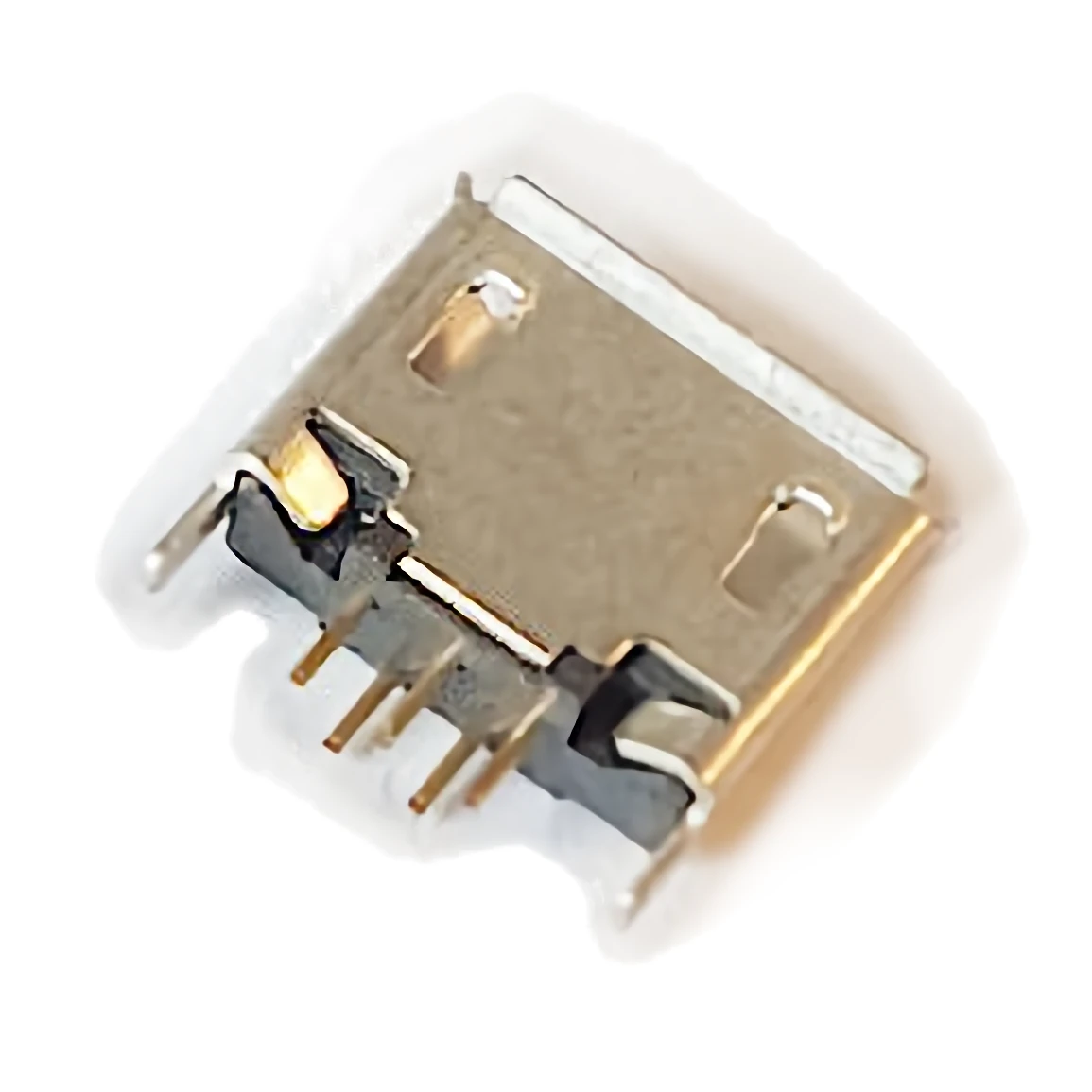 Vista lateral de Conector Ficha Micro Usb Hembra 5 Pin 180-01