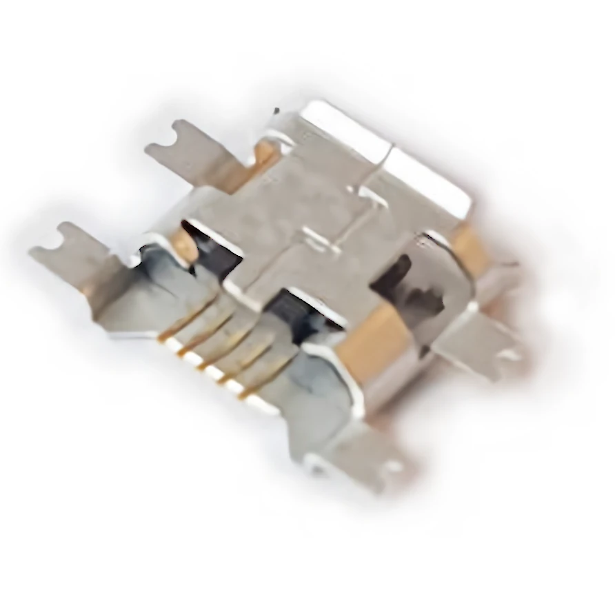 Vista lateral de Conector Ficha Micro Usb Hembra 5 Pin Cb-01