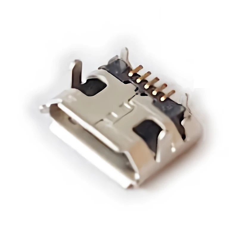 Vista lateral de Conector Ficha Micro Usb Hembra 5 Pin Nj-05