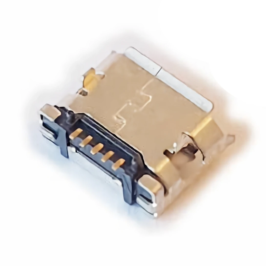 Vista lateral de Conector Ficha Micro Usb Hembra 5 Pin Smt-08