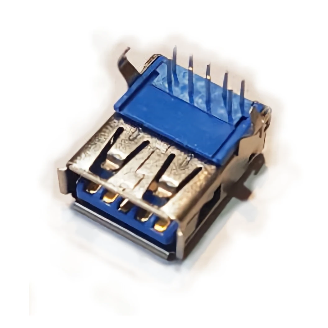 Vista lateral de Conector Ficha Usb 3.0 A Hembra A Chasis 90 Grados