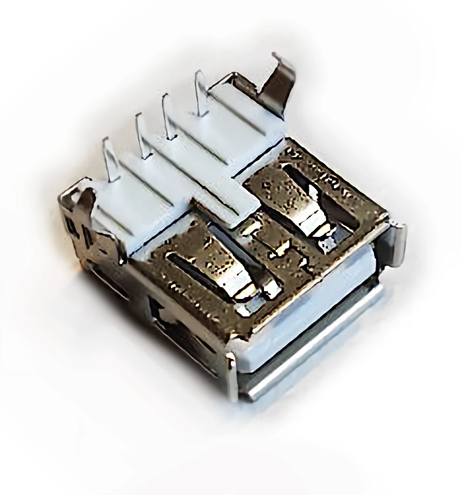 Vista lateral de Conector Ficha Usb 2.0 A Hembra A Chasis 90 Grados