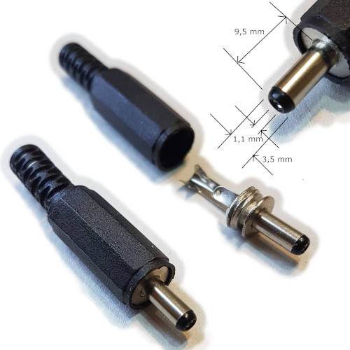 FICHA DC HUECO 3,5 x 1,1 x 9,5 mm PLUG MACHO FICHA DC HUECO 3,5 x 1,1 x 9,5 mm PLUG MACHO
