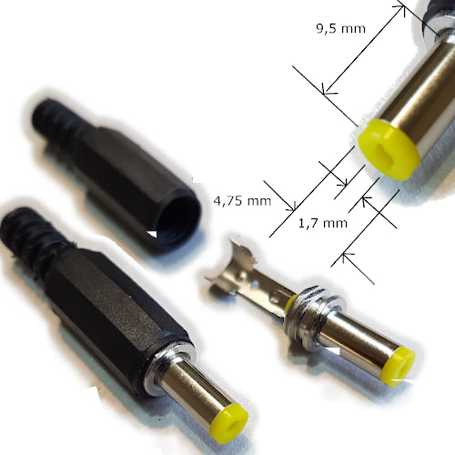 Ficha Dc Hueco 4,75 X 1,7 X 9,5 Mm Plug Macho Ficha Dc Hueco 4,75 X 1,7 X 9,5 Mm Plug Macho