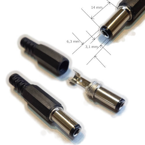 Ficha Dc Hueco 6,3 X 3,1 X 14 Mm Plug Macho Ficha Dc Hueco 6,3 X 3,1 X 14 Mm Plug Macho