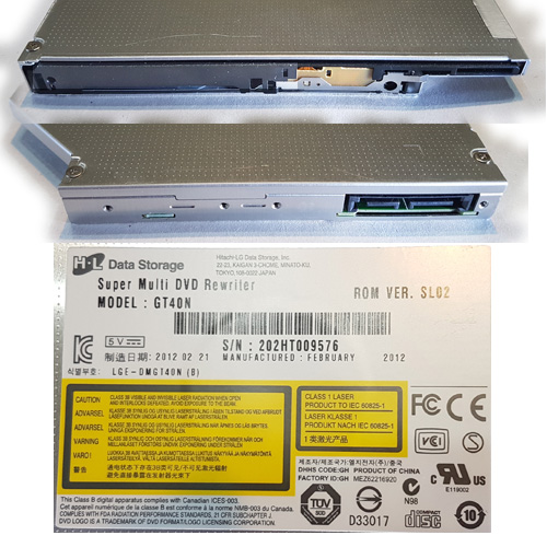GRABADORA LECTORA DVD INTERNA 12,7mm SATA HITACHI-LG GT70N S/ FRENTE