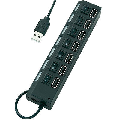 HUB USB A 2.0 7 PUERTOS CON INTERRUPTORES