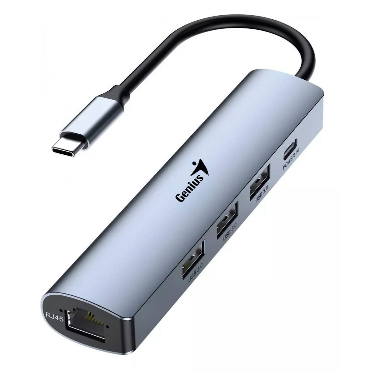 HUB USB C 3.0 5 PUERTOS 1xRJ45 / 3xUSB-A / 1xUSB-C (Entrada poder auxiliar) GENIUS UH-545 (Idem codigo 0511039)