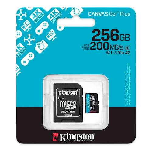 Memoria Micro Sd 256Gb Kingston Cl10 Canvas Go Plus C/Adaptador 200 Mb/S Memoria Micro Sd 256Gb Kingston Cl10 Canvas Go Plus C/Adaptador 200 Mb/S