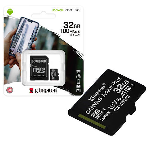 MEMORIA MICRO SD 32GB KINGSTON CL10 CANVAS SELECT PLUS C/ADAPTADOR 100 MB/s MEMORIA MICRO SD 32GB KINGSTON CL10 CANVAS SELECT PLUS C/ADAPTADOR 100 MB/s