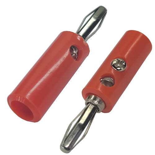 FICHA BANANA PLUG MACHO CON TORNILLO ROJO