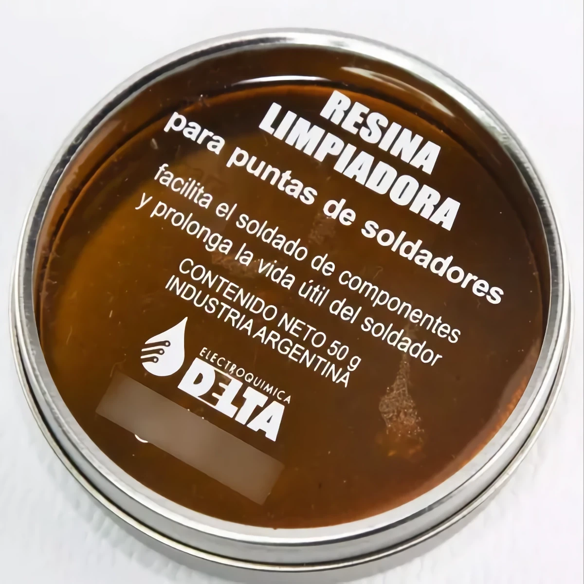 Vista lateral de Resina De Limpieza De Soldadores Pote 40G