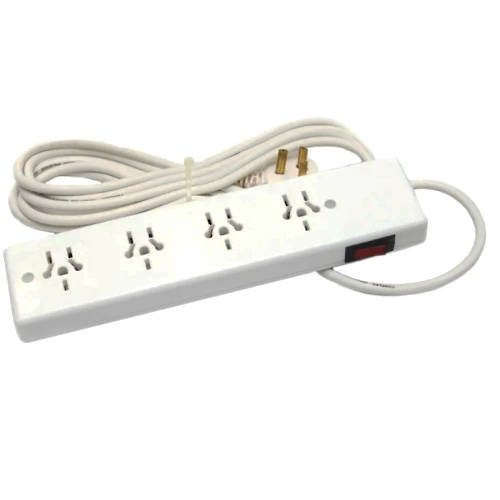 ZAPATILLA 4 TOMAS CABLE 1,5m BLANCO MULTINORMA + INTERRUPTOR CON PROTECCION TERMICA